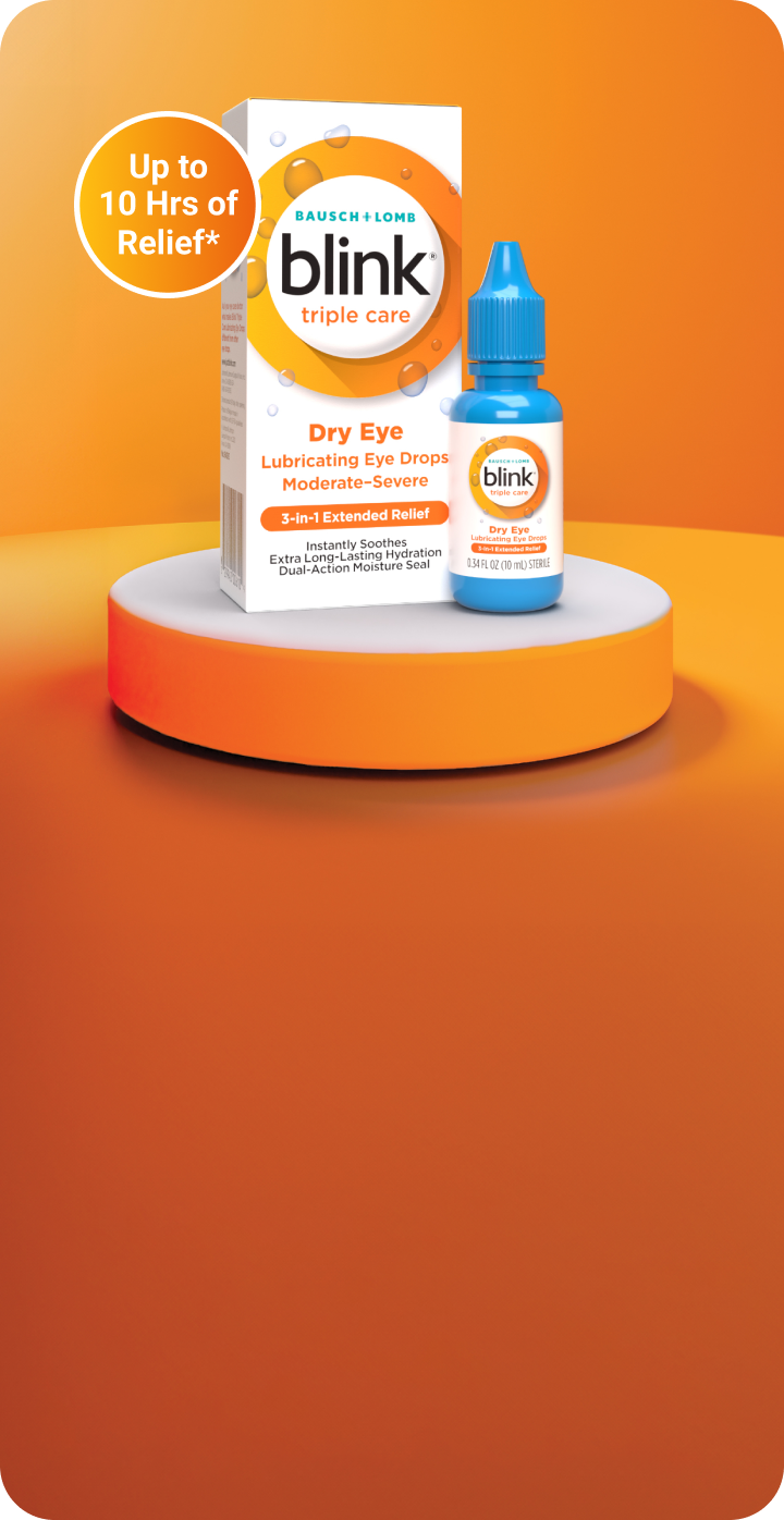 Blink Triple Care package and bottle on a display